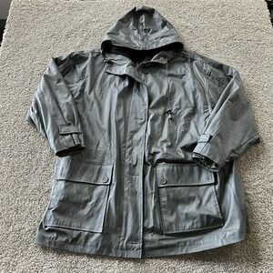 Misty Harbor Coat Womens 2XL Gray Hooded Rain Coat Lined Pockets Water Resistant